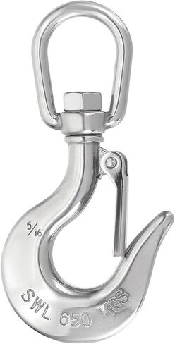 uxcell 5/16" Slip Hook, 316 Stainless Steel Swivel Lifting Hook 1433 lbs Capacity Rotatable Chain Clevis Hooks Safety Chain Hooks for Crane, Fishing Boat, Port Transportation in Saudi Arabia