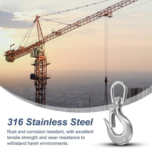 uxcell 5/16" Slip Hook, 316 Stainless Steel Swivel Lifting Hook 1433 lbs Capacity Rotatable Chain Clevis Hooks Safety Chain Hooks for Crane, Fishing Boat, Port Transportation in Saudi Arabia