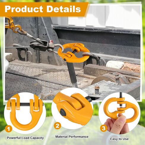 8 Pack 5/16" Clevis Slip Hook and Chain Connector Link Set, G80 Hammerlock Coupling Link and Heavy Duty Chain Hooks, 4400 Lbs Working Load Limit for Lifting Towing Trailers, Yellow in Saudi Arabia