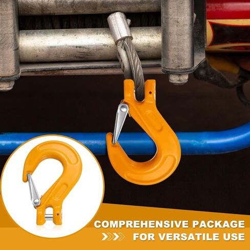 8 Pack 5/16" Clevis Slip Hook and Chain Connector Link Set, G80 Hammerlock Coupling Link and Heavy Duty Chain Hooks, 4400 Lbs Working Load Limit for Lifting Towing Trailers, Yellow in Saudi Arabia
