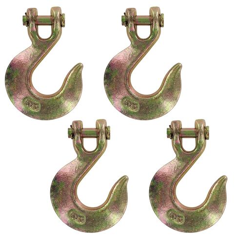 US Cargo Control 3/8 Inch Clevis Slip Hooks (4-Pack), Grade 70 Clevis Hooks for Tie Down Chain, Trailers, and Load Binding Applications, 6,600 LBS Working Load Limit, Yellow Zinc Chromate in Saudi Arabia