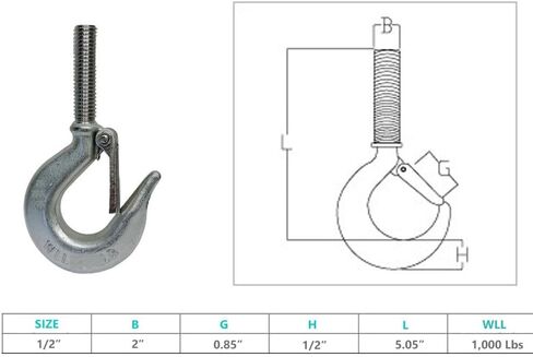 Marine 1/2" Threaded Shank Hook Drop Forged Hook 1,000 Lb WLL Stainless Steel in Kuwait
