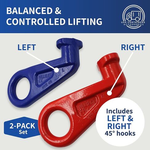 Shipping Container Lifting Hooks – USA Containers - Left & Right 45° Alloy Steel Hooks, 28,000 lb WLL Each (2 Pack) in Saudi Arabia
