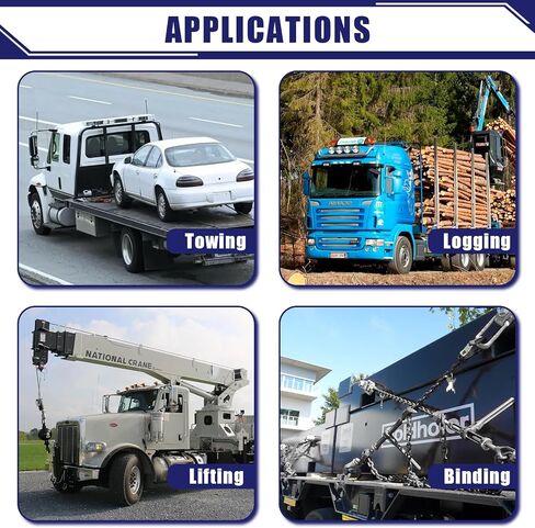 JEXTRA 3/8" x 35" سلسلة أمان للمقطورة من الدرجة 70، خطافات أمان Clevis مع سلاسل سحب 6600 رطل حمل العمل للجرار والشاحنات والممر الثقيل ووصلات عنق الإوزة (أسود 2 حزمة) in Kuwait