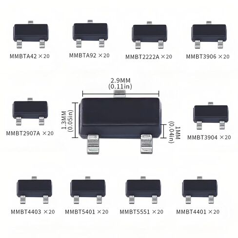 200PCS 10Values MMBTA42 MMBTA92 MMBT2222A MMBT2907A MMBT3904 MMBT3906 MMBT4401 MMBT4403 MMBT5401 MMBT5551 SMD SOT Transistor Kits 2N2222A 2N2907A 2N3904 2N3906 2N4401 2N4403 2N5401 2N5551 in Kuwait