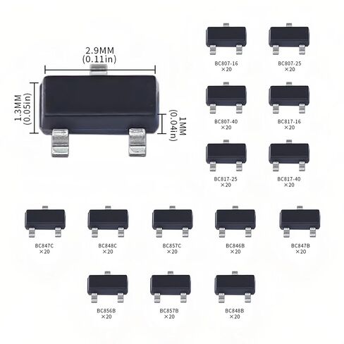 15Values BC807-16 BC807-25 BC807-40 BC817-16 BC817-25 BC817-40 BC847C BC848C BC857C BC846B BC847B BC856B BC857B BC848B LL4148 BC807 BC817 SMD Transistor Kits（300PCS ） in Kuwait
