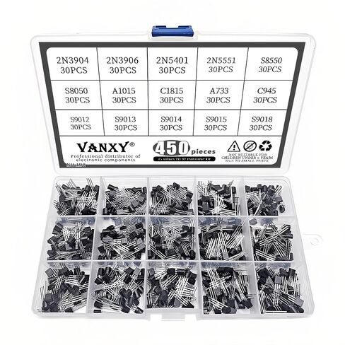 450PCS 15Values 2N3904 2N3906 2N5401 2N5551 S8550 S8050 A1015 C1815 A733 C945 S9012 S9013 S9014 S9015 S9018 TO-92 Power BJT Bipolar Junction Transistor Kits in Kuwait
