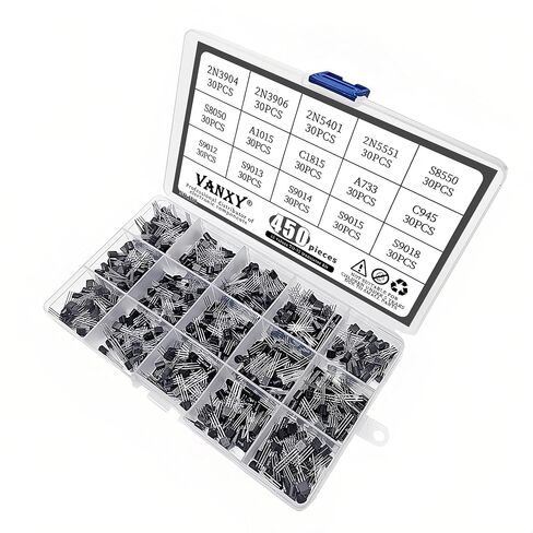 450PCS 15Values 2N3904 2N3906 2N5401 2N5551 S8550 S8050 A1015 C1815 A733 C945 S9012 S9013 S9014 S9015 S9018 TO-92 Power BJT Bipolar Junction Transistor Kits in Kuwait