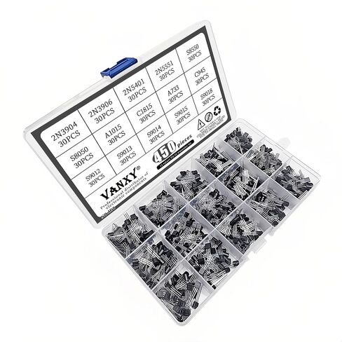 450PCS 15Values 2N3904 2N3906 2N5401 2N5551 S8550 S8050 A1015 C1815 A733 C945 S9012 S9013 S9014 S9015 S9018 TO-92 Power BJT Bipolar Junction Transistor Kits in Kuwait