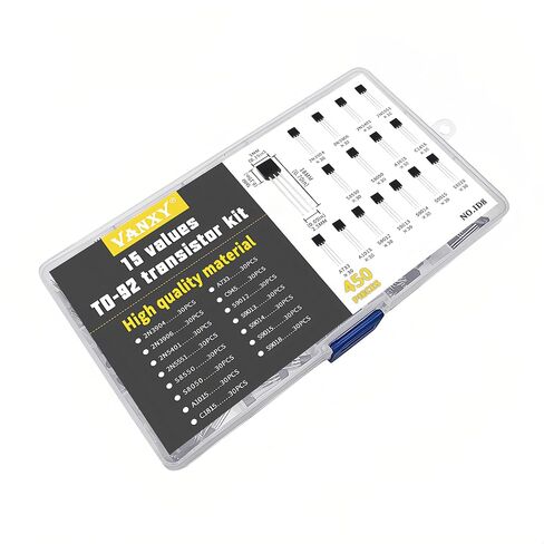 450PCS 15Values 2N3904 2N3906 2N5401 2N5551 S8550 S8050 A1015 C1815 A733 C945 S9012 S9013 S9014 S9015 S9018 TO-92 Power BJT Bipolar Junction Transistor Kits in Kuwait