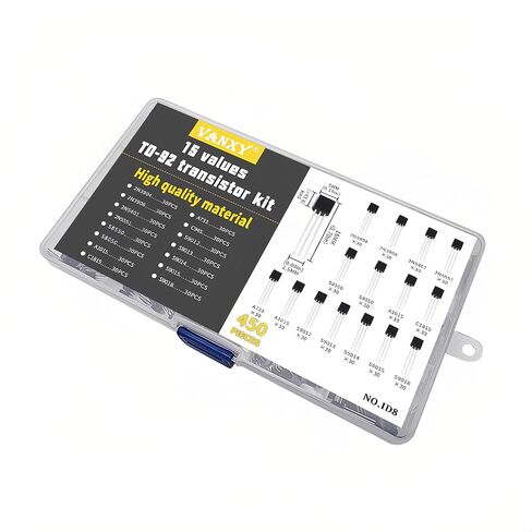 450PCS 15Values 2N3904 2N3906 2N5401 2N5551 S8550 S8050 A1015 C1815 A733 C945 S9012 S9013 S9014 S9015 S9018 TO-92 Power BJT Bipolar Junction Transistor Kits in Kuwait