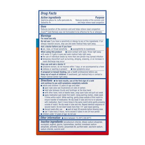 Zicam Cold Remedy Cold Shortening Medicated Nasal Swabs Zinc-Free 40ct in Kuwait