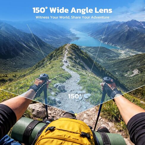 كاميرا 4K POV، كاميرا جسم صغيرة مزودة بواي فاي وبطاقة 64 جيجابايت، كاميرا حركة بالإبهام، شاشة 1.47 بوصة للتبديل بين المناظر الطبيعية/الصورة بنقرة واحدة، كاميرا فيديو بدون استخدام اليدين لمدونات الفيديو/التزلج/السفر/ركوب الدراجات in Kuwait