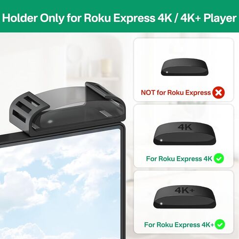 حامل جهاز البث لـ Roku Express 4K / 4K+ Mount مع حامل عن بعد - حامل ثابت لتوفير المساحة لحامل Roku Express 4Ks لاستقبال التلفزيون عن بعد in Kuwait
