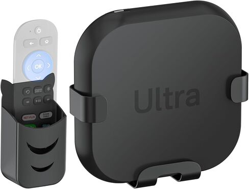 حامل جهاز تدفق معدني لـ Roku Ultra يمكن تركيبه على الجزء الخلفي من التلفزيون أو على الحائط مع حامل عن بعد - حامل موفر للمساحة لحامل Roku Ultra (متوافق مع جميع موديلات Roku Ultra) in Kuwait