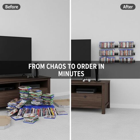 4 عبوات من حامل تخزين ألعاب الفيديو على الحائط، أرفف معدنية سوداء مع شريط واحد، 8 براغي، 8 أنابيب توسيع بلاستيكية، تخزين الوسائط يحمل 72 قرصًا مناسبًا لأجهزة PS وXbox وSwitch in Kuwait