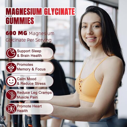 Magnesium Glycinate Gummies 600mg, Zzz & Relaxation, High Absorption, Raspberry Flavor, 60 Count, Supports Muscles, Bones & Energy, Vegan, Sugar Free in Saudi Arabia