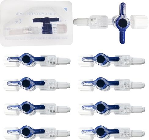 صمام محبس بقفل Luer ثلاثي الاتجاهات، 10 قطع موصل T معقم للاستعمال مرة واحدة لمشاريع المختبرات الطبية المدرسية نقل السوائل بنفسك (3 اتجاهات - 10 قطع) in Kuwait