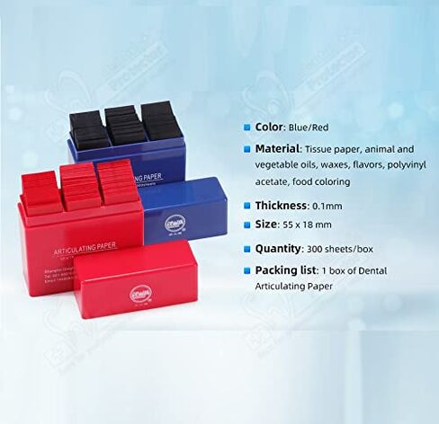 Protector Dental Articulating Paper 300 PCS, Blue/Red Plastic Dispenser 100 Micron Bite Articulating Paper & Film Doubled Side in Saudi Arabia