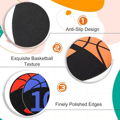 Basketball Spot Marker with Numbers, 10 Pack 9" Colorful Anti-Slip Rubber Sports Training Markers Round Flat Floor Markers with Carry Bag for Indoor/Outdoor Teaching & Training in Saudi Arabia