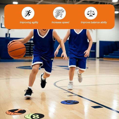 Basketball Spot Marker with Numbers, 10 Pack 9" Colorful Anti-Slip Rubber Sports Training Markers Round Flat Floor Markers with Carry Bag for Indoor/Outdoor Teaching & Training in Saudi Arabia