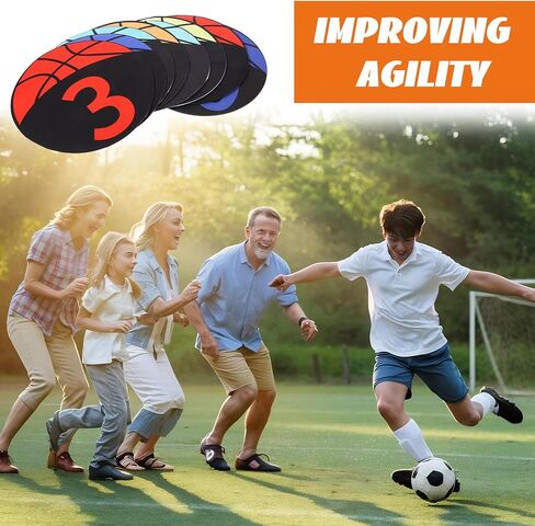 Basketball Spot Marker with Numbers, 10 Pack 9" Colorful Anti-Slip Rubber Sports Training Markers Round Flat Floor Markers with Carry Bag for Indoor/Outdoor Teaching & Training in Saudi Arabia