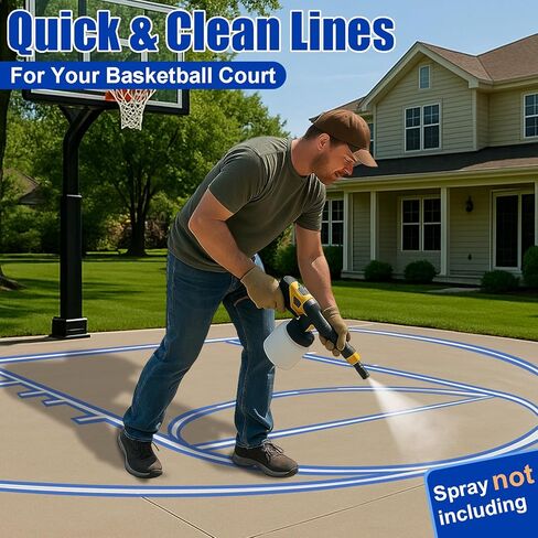 Wadoy 𝑼𝒑𝒈𝒓𝒂𝒅𝒆 Basketball Court Marking Kit, Heavy-Duty Basketball Court Stencil Kit for Concrete or Driveway, Waterproof | Easy Install Plastic Templates, Over 100 Times, Fits Any Surface in Kuwait