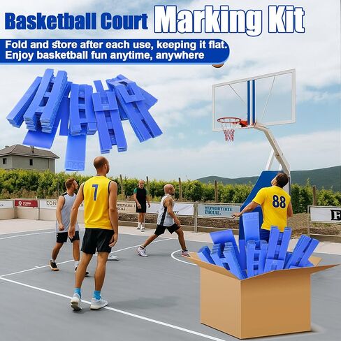 Wadoy 𝑼𝒑𝒈𝒓𝒂𝒅𝒆 Basketball Court Marking Kit, Heavy-Duty Basketball Court Stencil Kit for Concrete or Driveway, Waterproof | Easy Install Plastic Templates, Over 100 Times, Fits Any Surface in Kuwait