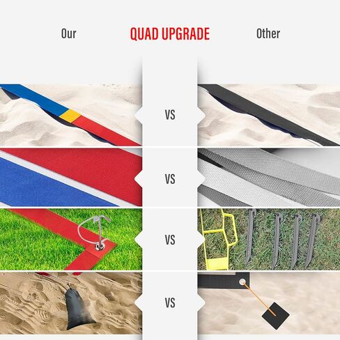 خطوط كرة الطائرة الشاطئية الاحترافية المطورة للرمل 2 بوصة، رؤية أفضل، مقاومة الطقس المحسنة، المراسي غير القابل للصدأ وأكياس الرمل، قياسية 26.3 × 52.6 بوصة in Kuwait