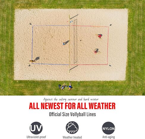 خطوط كرة الطائرة الشاطئية الاحترافية المطورة للرمل 2 بوصة، رؤية أفضل، مقاومة الطقس المحسنة، المراسي غير القابل للصدأ وأكياس الرمل، قياسية 26.3 × 52.6 بوصة in Kuwait