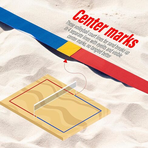 خطوط كرة الطائرة الشاطئية الاحترافية المطورة للرمل 2 بوصة، رؤية أفضل، مقاومة الطقس المحسنة، المراسي غير القابل للصدأ وأكياس الرمل، قياسية 26.3 × 52.6 بوصة in Kuwait