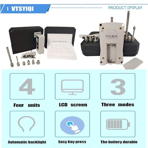 Digital Force Gauge 500N Push Pull Gauge Portable Force Meter with Units N LB Kg Oz for Electronic appliances Construction Hardware Push-Pull Load Insertion Fishing Gear Detection in Kuwait