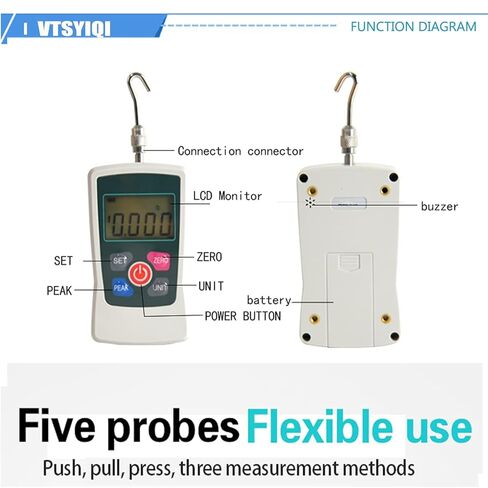 Digital Force Gauge 500N Push Pull Gauge Portable Force Meter with Units N LB Kg Oz for Electronic appliances Construction Hardware Push-Pull Load Insertion Fishing Gear Detection in Kuwait