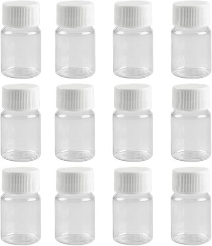 12Pcs 50ml/1.7oz Clear Empty Plastic Bottle with White Screw Cap Refillable Sample Vial Mini Storage Bottles Travel Small Container Wide Mouth Reagent Bottle for Home Lab in Kuwait
