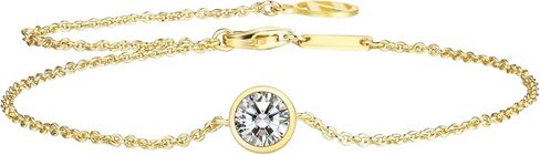 NOKMIT Solid 925 Sterling Silver Bracelets for Women, Dainty Interlocking Circles Cubic Zirconia Adjustable Chain Bracelet, Trendy Stackable Link Bracelets, Simple Cute Jewelry Gifts in Kuwait