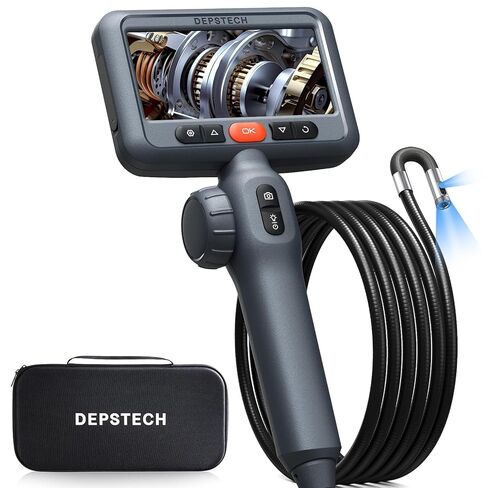 DEPSTECH 10FT Articulating Endoscope Camera with Light: Dual Lens Industrial Borescope with 4.5" Screen and Flexible Cable, Video Inspection Snake Scope Camera Tool for Wall, Auto, Pipe, Mechanics in Kuwait