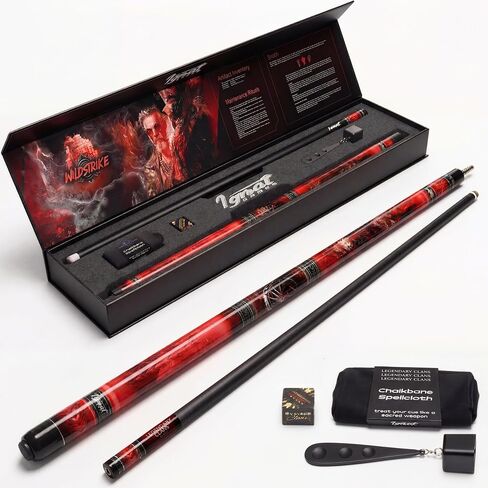 IgnatGames Premium Pool Cue Stick – 58" 2-Piece, 19oz Canadian Maple Cue with 12.5mm AirStrike Shaft, Premium Case & Accessories in Kuwait