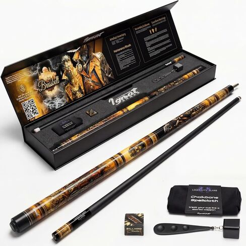 عصا IgnatGames Premium Pool Cue - قطعتان مقاس 58 بوصة، عصا القيقب الكندي بوزن 19 أونصة مع عمود AirStrike مقاس 12.5 مم، وحقيبة ممتازة وملحقات in Kuwait