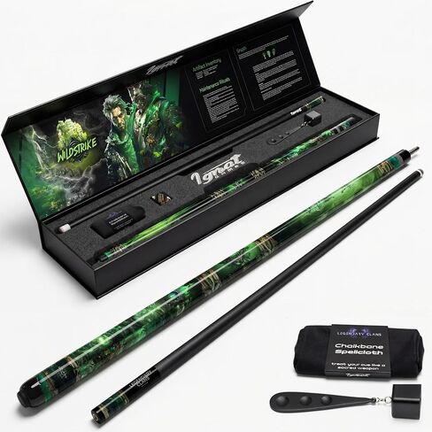 عصا IgnatGames Premium Pool Cue - قطعتان مقاس 58 بوصة، عصا القيقب الكندي بوزن 19 أونصة مع عمود AirStrike مقاس 12.5 مم، وحقيبة ممتازة وملحقات in Kuwait