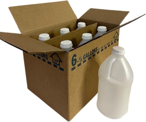 إبريق بلاستيكي دائري فارغ سعة 1/2 جالون (6 عبوات) قابل لإعادة الاستخدام، آمن للطعام، خالي من مادة BPA | الثقيلة HDPE | مع أغطية لولبية بيضاء واضحة للعبث | صندوق إعادة الشحن 6 × 1 in Kuwait