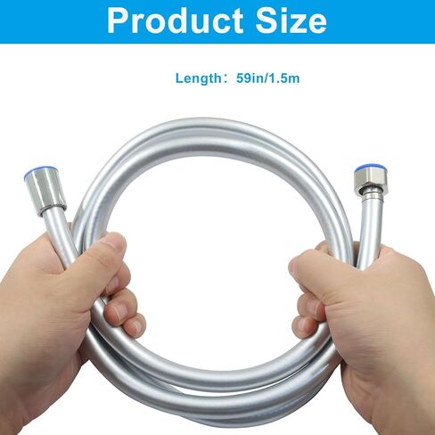 1 Pack 59 Inches Extra Long Shower Hose, Flexible Used In Showerheads Spray Bidet Bathing Toilet Anti Winding Replacement Hose, Explosion Proof Bidet Hose for RV, Bathroom (Silver) in Saudi Arabia