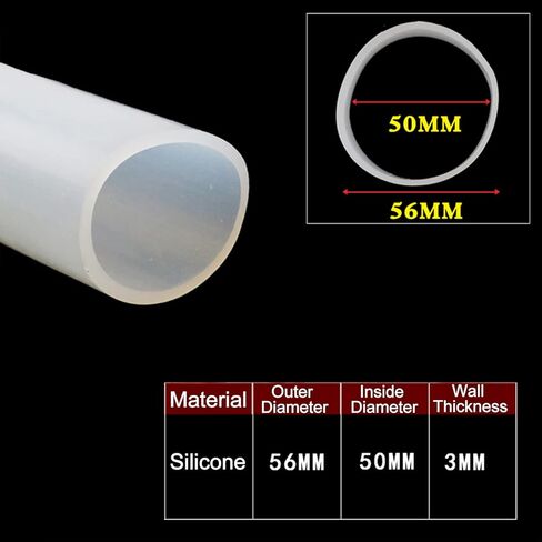 Silicone Tubing, Silicone Rubber Tube Translucent Large-Caliber Sleeve O-Shaped Hose Soft Flame Retardant Tubing Length 1m,Wall Thickness 3mm,OD X ID,36x30mm (Color : White, Size : 56x50mm) in Saudi Arabia