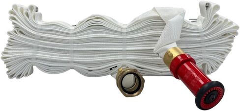 Standpipe Paragon 100 ft Single Jacket Rack and Reel Sprinkler Fire Hose w/Brass NPSH Coupling Adapter - Easy Ready to be Clipped in Pin Rack 1 1/2" x 100' (Nozzle Included) in Saudi Arabia
