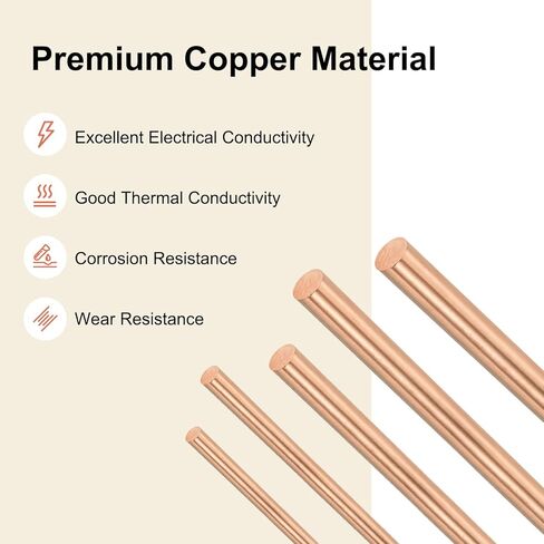 5-Pack Copper Round Rod 2,3,4,5,6mm Dia. 100mm Length T2 Stock Solid Copper Rod Lathe Bar for Metal Crafts DIY/Gardening/Industry/Decoration Pure Tube in Saudi Arabia