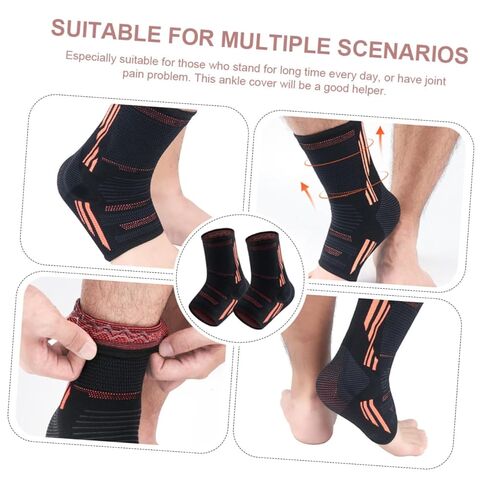 Supple Ankle Cover Silicone Sleeve 1 Pair Wear-resistant Sports Ankle Protector with Sweat-absorption for Injury Prevention in Kuwait