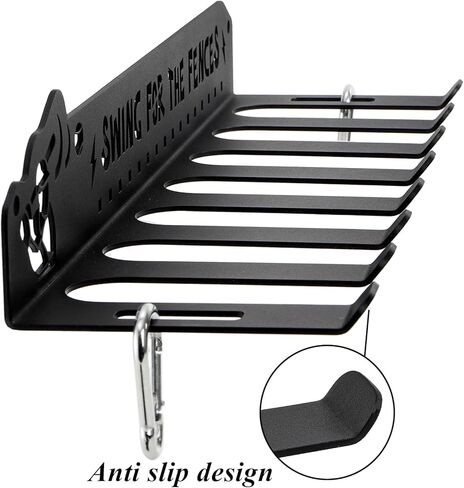 Tebery Baseball Bat Rack Wall Mount, Heavy Duty 8 Hook Bats Storage Holder for 14 Bats, Metal Sports Equipment Display Organizer Shelf for Home Garage Office in Saudi Arabia