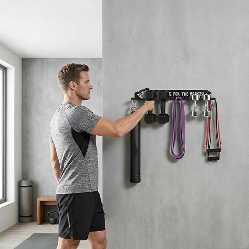 Tebery Baseball Bat Rack Wall Mount, Heavy Duty 8 Hook Bats Storage Holder for 14 Bats, Metal Sports Equipment Display Organizer Shelf for Home Garage Office in Saudi Arabia
