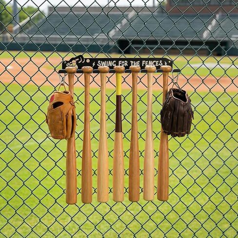 Tebery Baseball Bat Rack Wall Mount, Heavy Duty 8 Hook Bats Storage Holder for 14 Bats, Metal Sports Equipment Display Organizer Shelf for Home Garage Office in Saudi Arabia