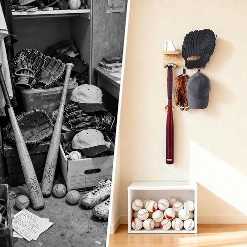 2 in 1 Baseball Bat and Glove Holder Wall Mount|Multi-Functional Baseball Bat Rack with Glove Display Shelf - Ideal Gift for Baseball Players,Boys in Saudi Arabia