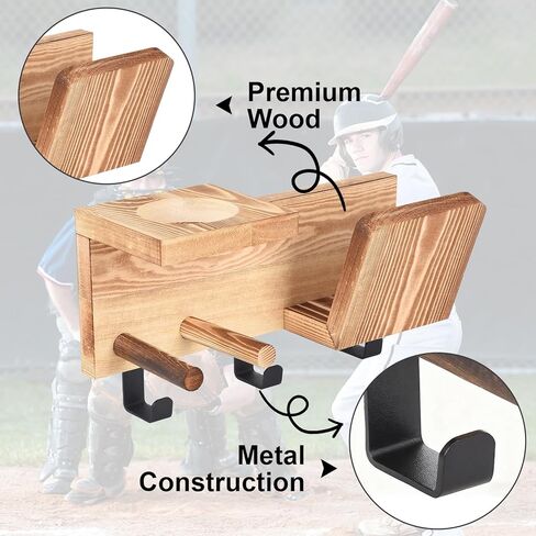 2 in 1 Baseball Bat and Glove Holder Wall Mount|Multi-Functional Baseball Bat Rack with Glove Display Shelf - Ideal Gift for Baseball Players,Boys in Saudi Arabia